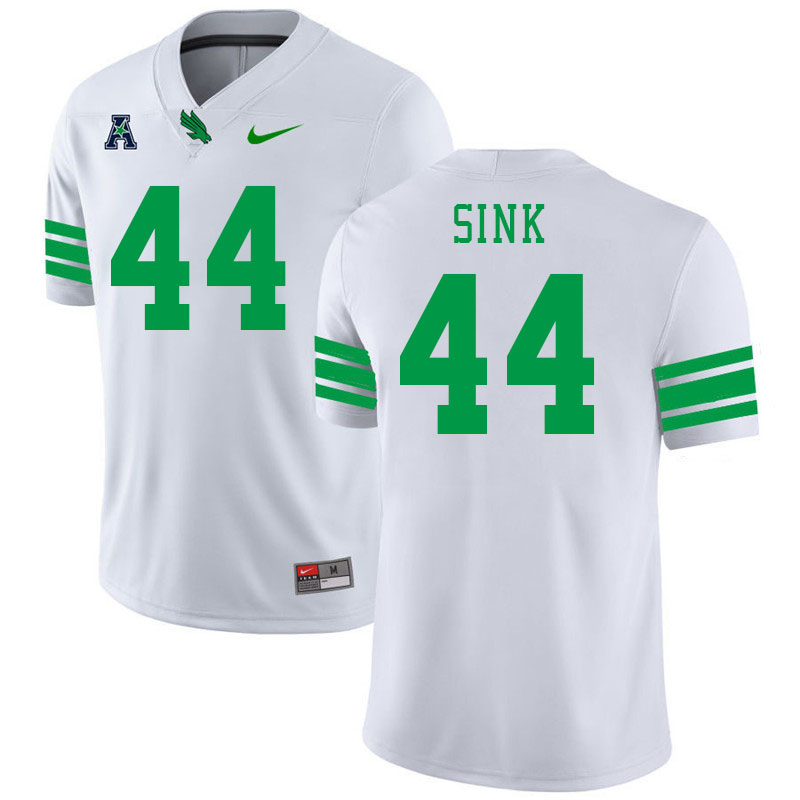 #44 Kade Sink North Texas Mean Green College Football Jerseys Stitched-White